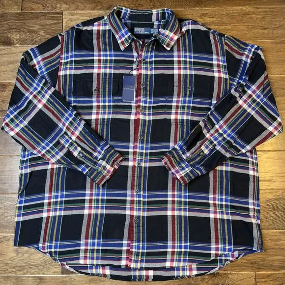 NWT Polo Ralph Lauren Big & Tall Multicolor Plaid Flannel Shirt‎ Men’s 3XB $168 - Picture 2 of 6